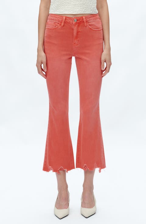 Fray Hem Crop Flare Jeans