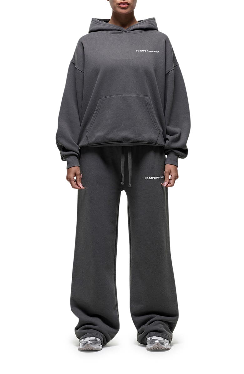 Good For Nothing Vintage Grey Relaxed Hoodie, Alternate, color, Grey