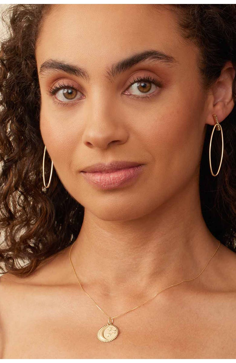 Oradina 14K Yellow Gold Goodnight Moon Medallion Pendant Charm, Alternate, color, Yellow Gold