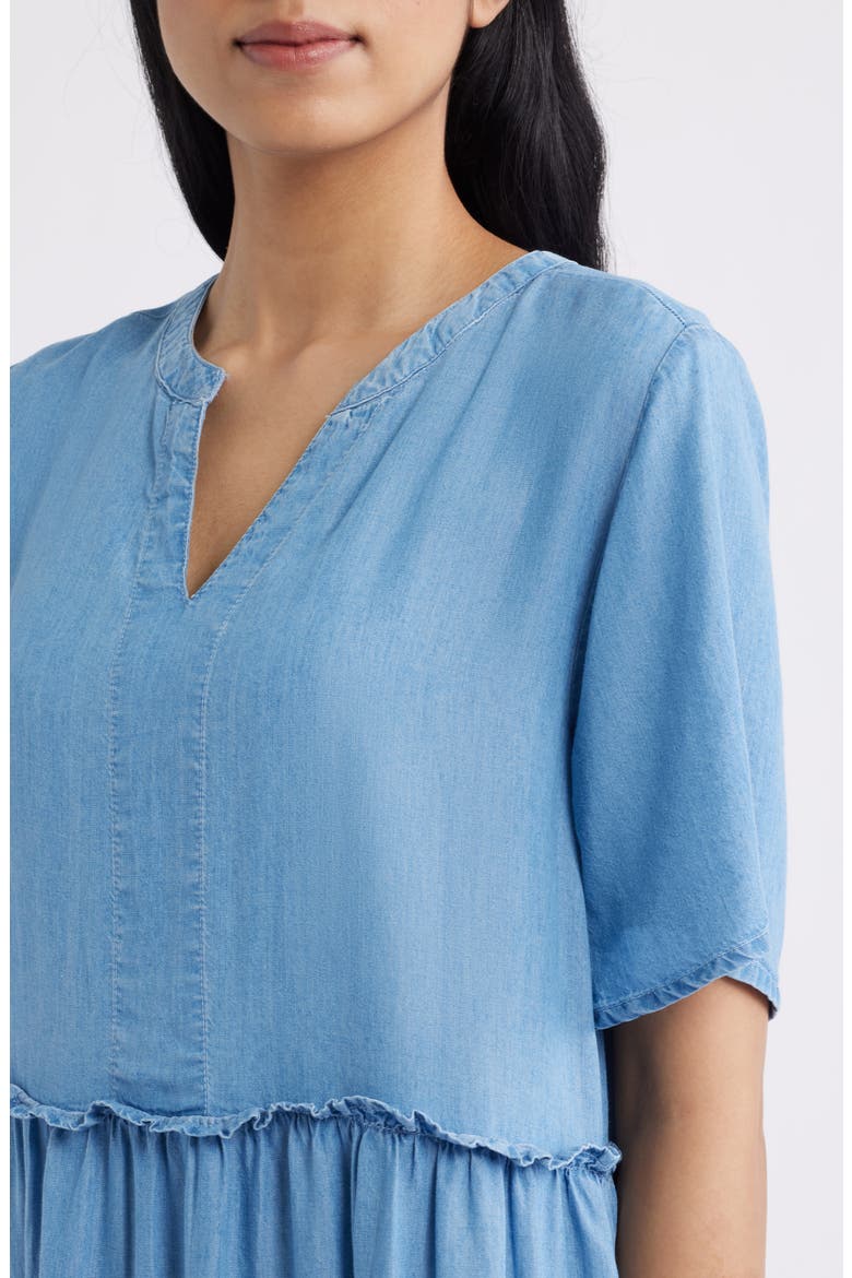Vale Tiered Cotton Dress, Alternate, color, LIGHT WASH