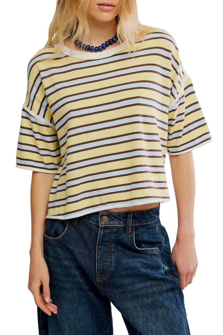 Clean Rugby Stripe Cotton Top, Main, color, YELLOW COMBO