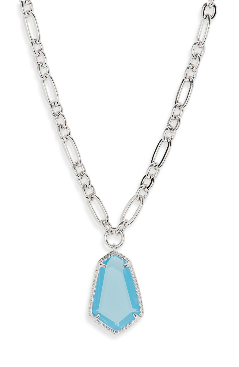 Kendra Scott Alexandria Pendant Necklace, Main, color, Silver Light Blue Glass
