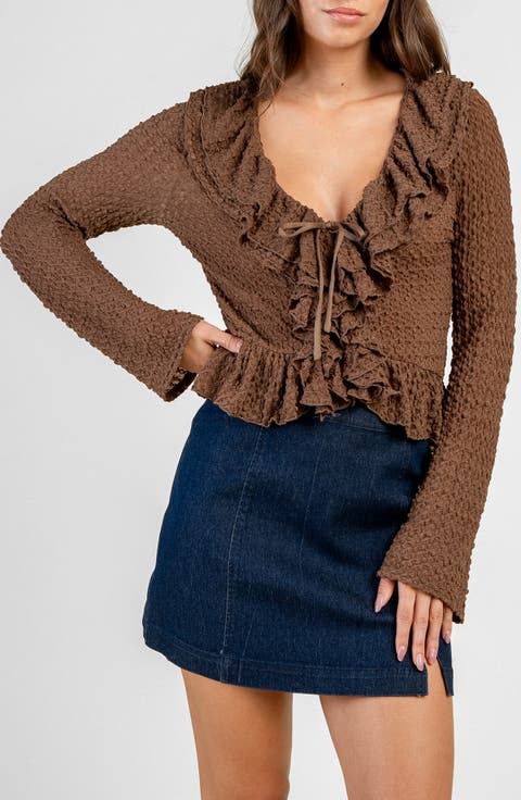 Stretch Lace Ruffle Top