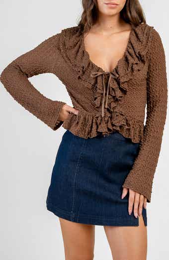Stretch Lace Ruffle Top