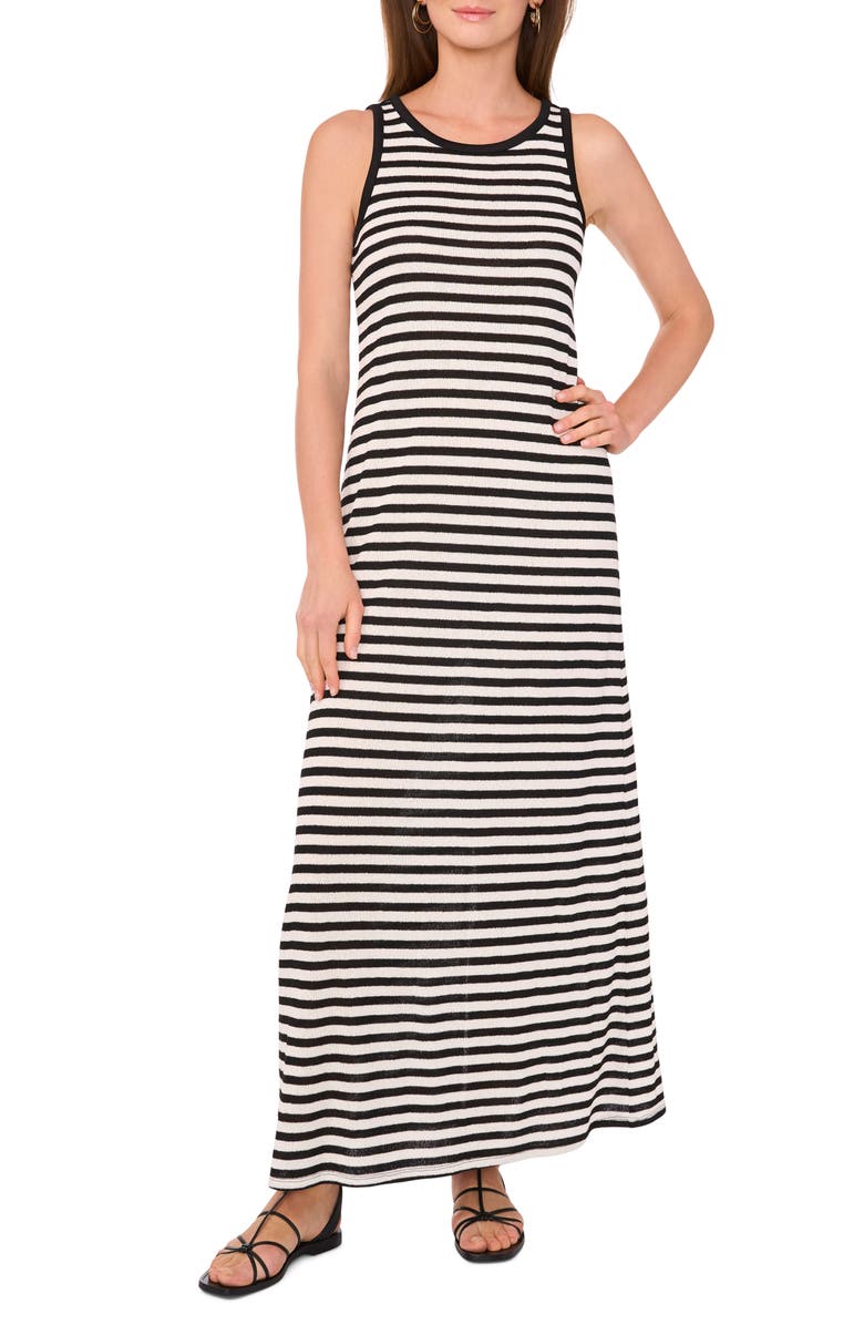 Vince Camuto Stripe Keyhole Maxi Tank Dress, Main, color, New Ivory