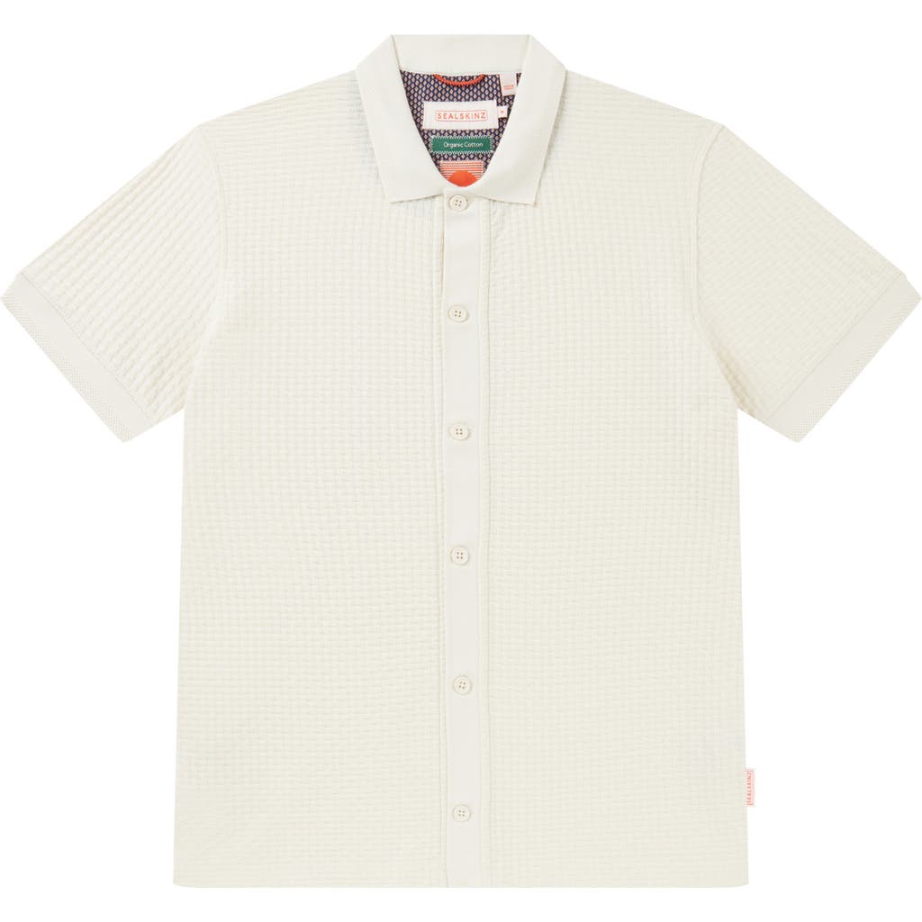 Sealskinz Jacquard Knit Short Sleeve Button-up Shirt In Neutral