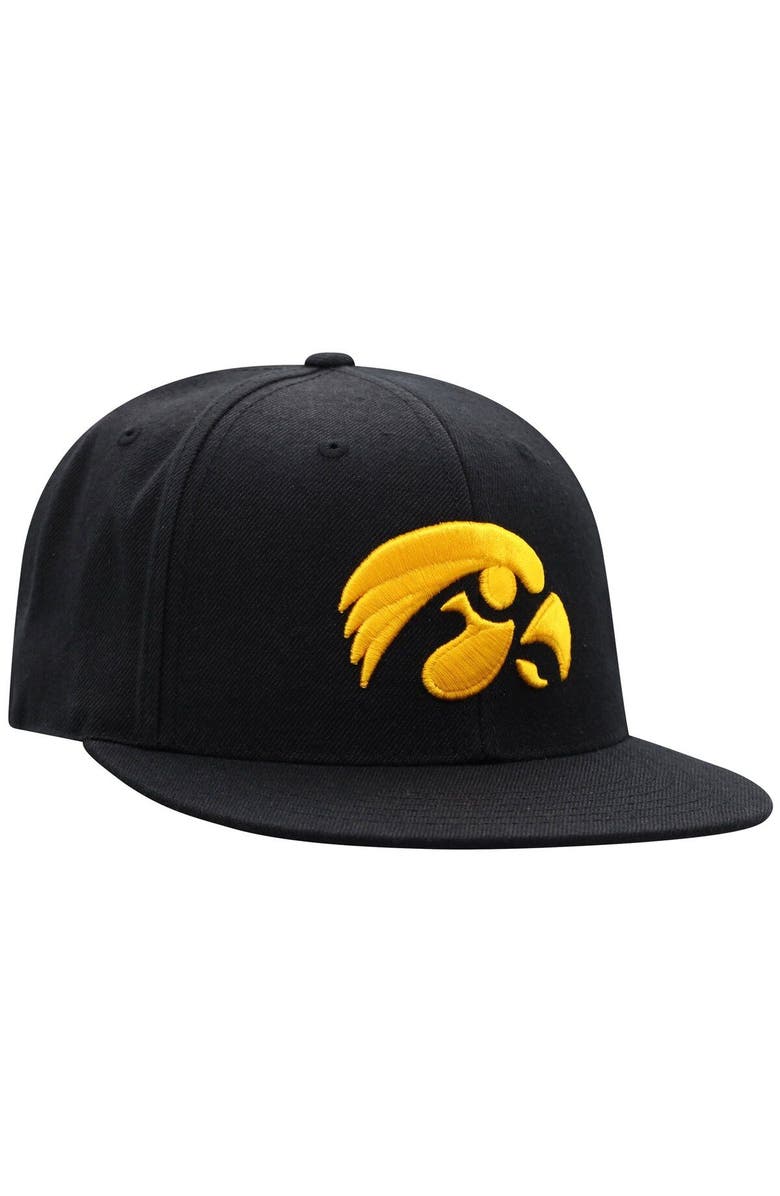TOP OF THE WORLD Men's Top of the World Black Iowa Hawkeyes Team Color Fitted Hat, Alternate, color, Black
