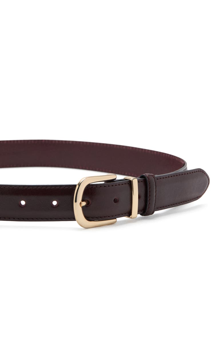 MANGO Leather Belt, Alternate, color, Burgundy