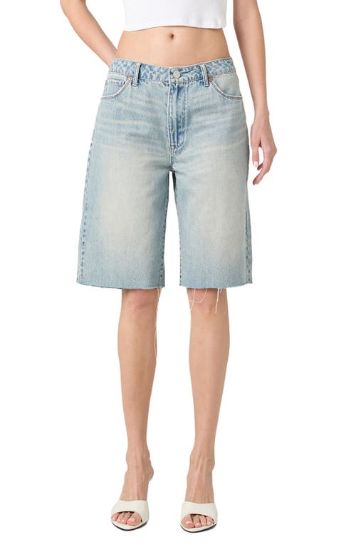 Blanknyc The Leonard Loose Raw Hem Cutoff Denim Bermuda Shorts In Weekend Trip