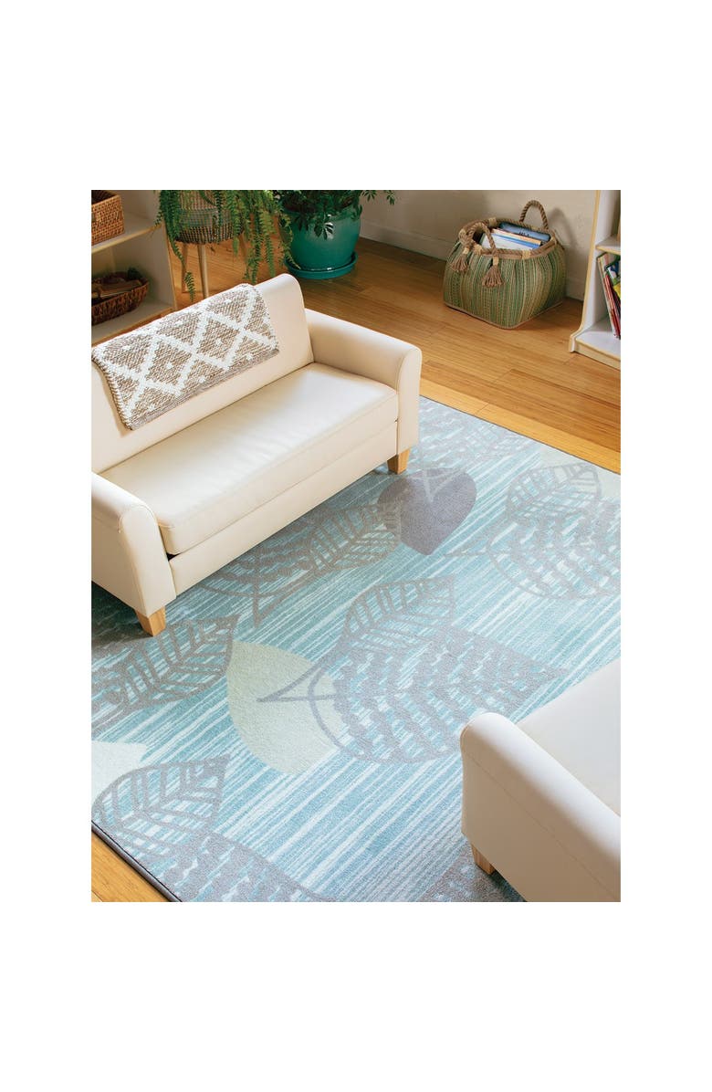 Kaplan Early Learning Company Sense of Place Leaf Carpet - Blue - 4' x 6' Rectangle, Alternate, color, Blue