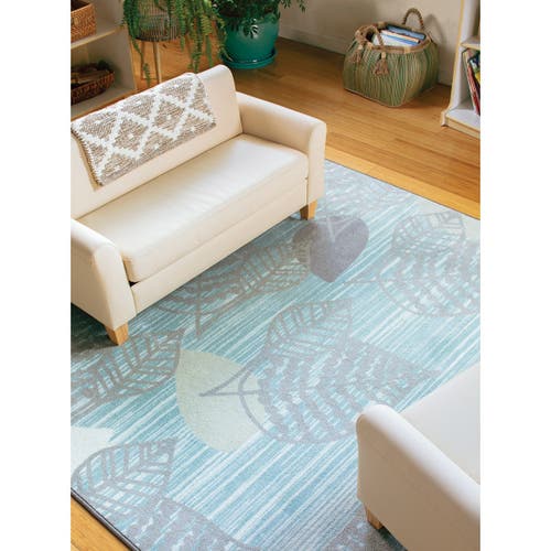 Kaplan Early Learning Company Sense Of Place Blue Leaf Carpet In Blue