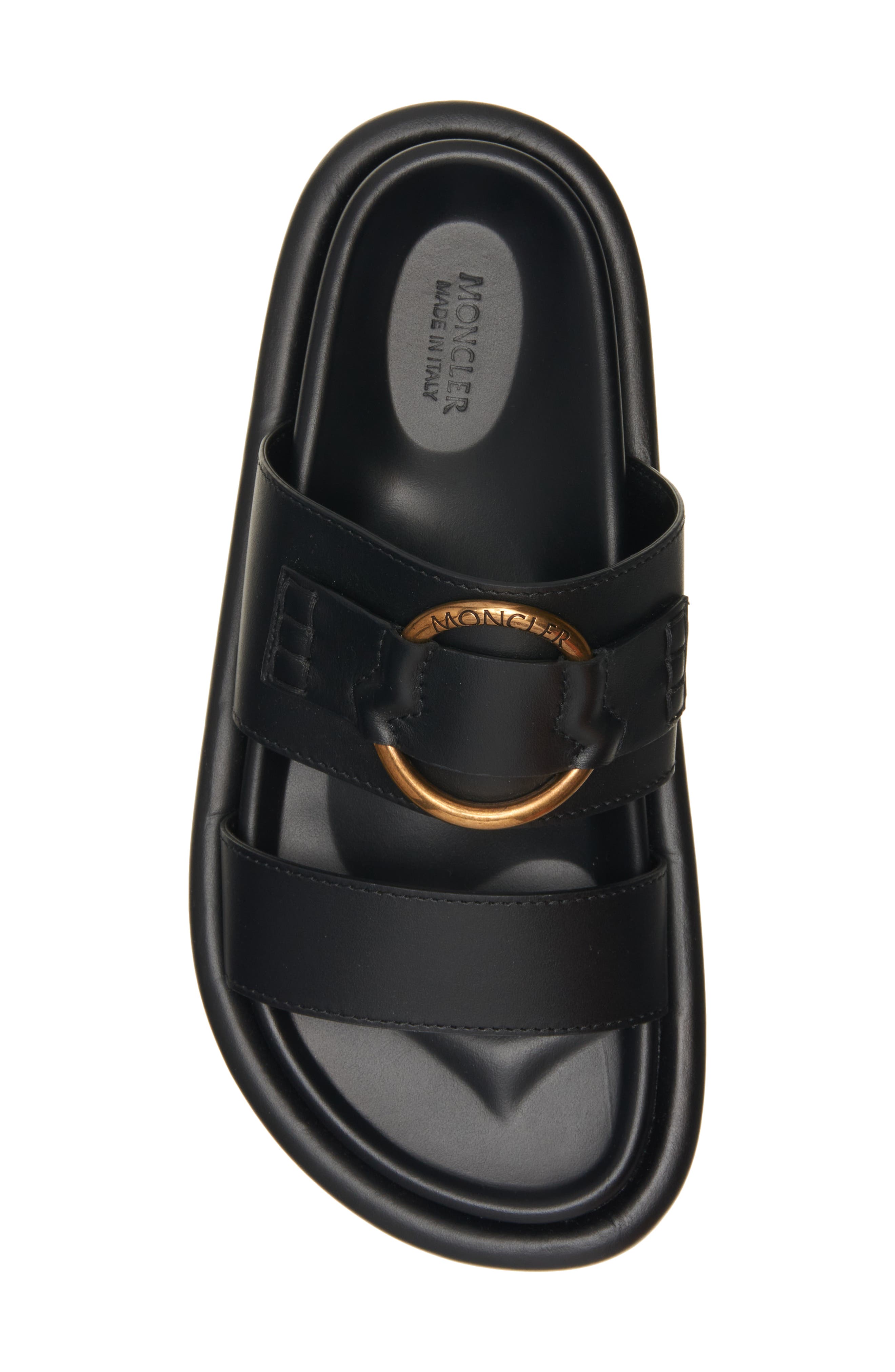 Moncler Bell Slide Sandal, Alternate, color, Black