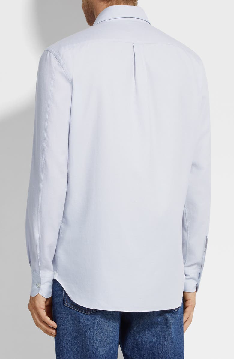 ZEGNA Cashco Cashmere & Cotton Button-Down Shirt, Alternate, color, Light Blue