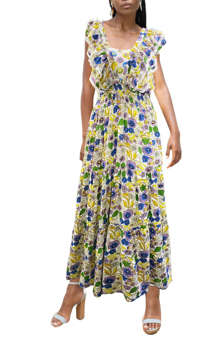 BAROK PARIS Floral Ruffle Dress, Main, color, 