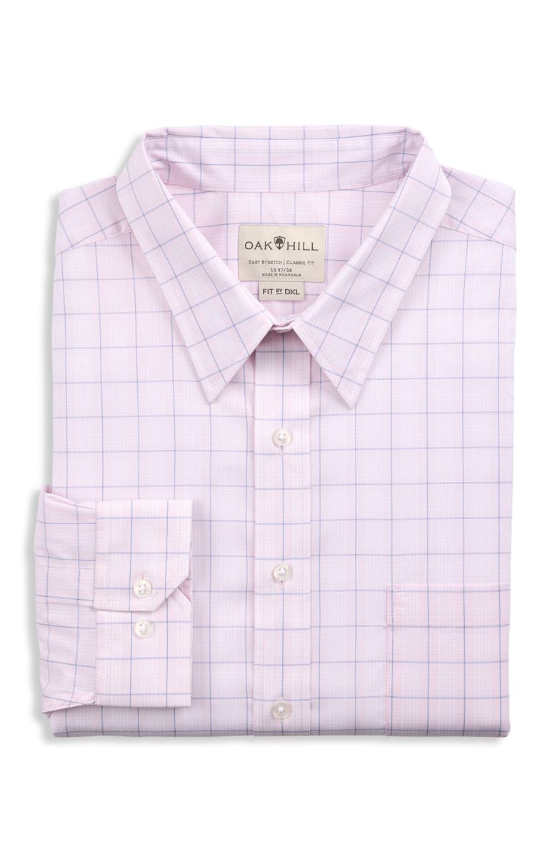 Oak Hill by DXL Big & Tall Plaid Dress Shirt, Main, color, Pink