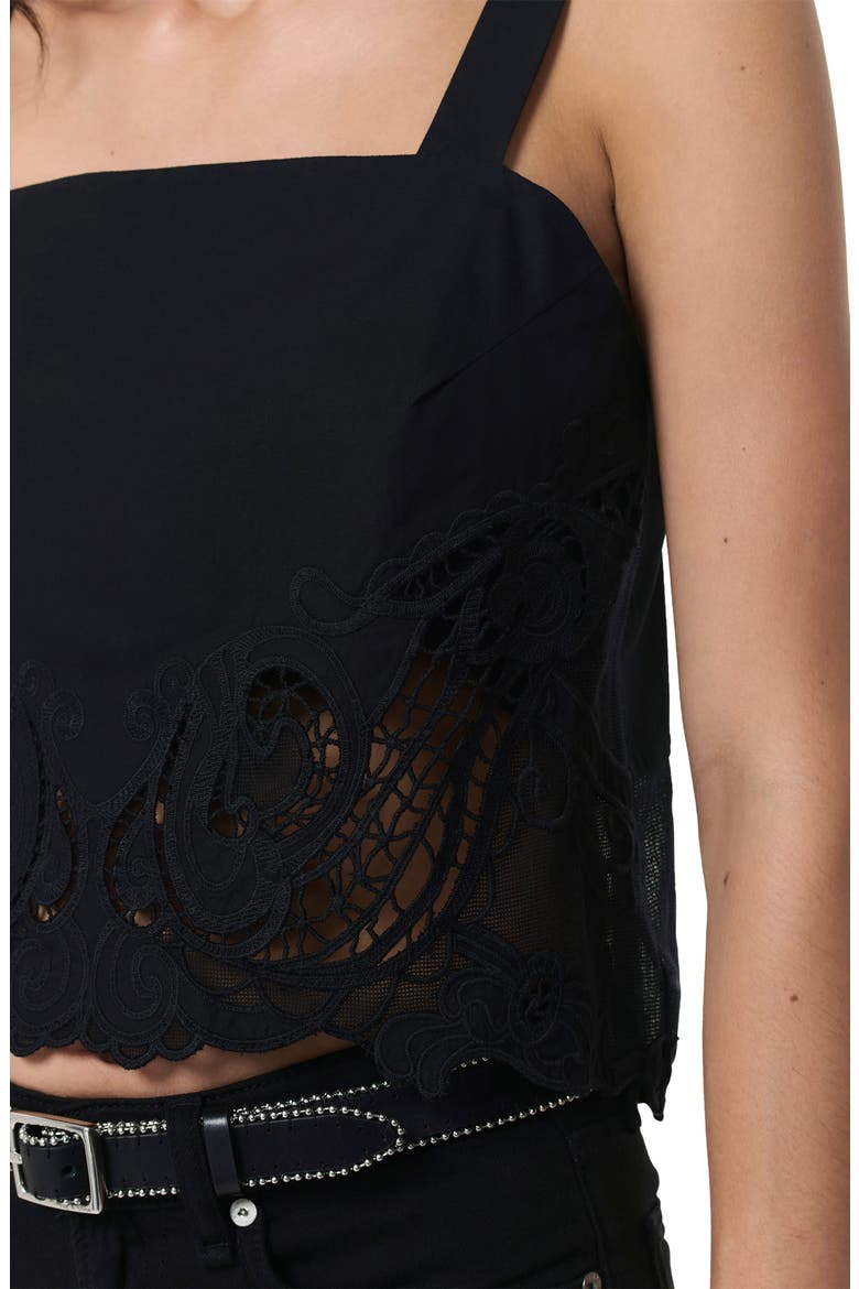 Clem Embroidered Trim Cotton Tank, Alternate, color, BLACK