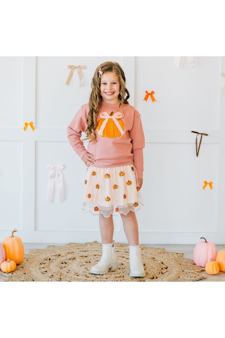 Pumpkin Sequin Scallop Tutu Skirt, Alternate, color, Soft Orange