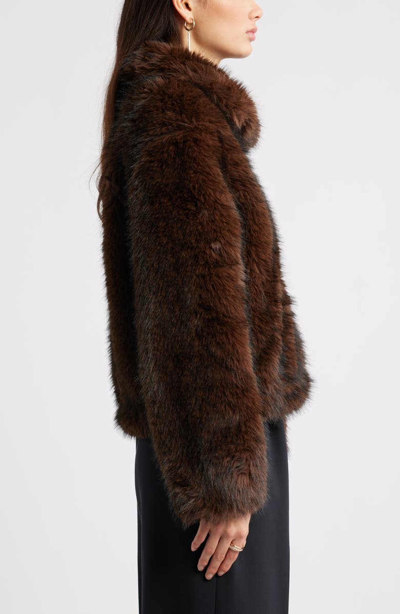 Open Edit Faux Fur Bomber Jacket, Alternate, color, Brown Coffee