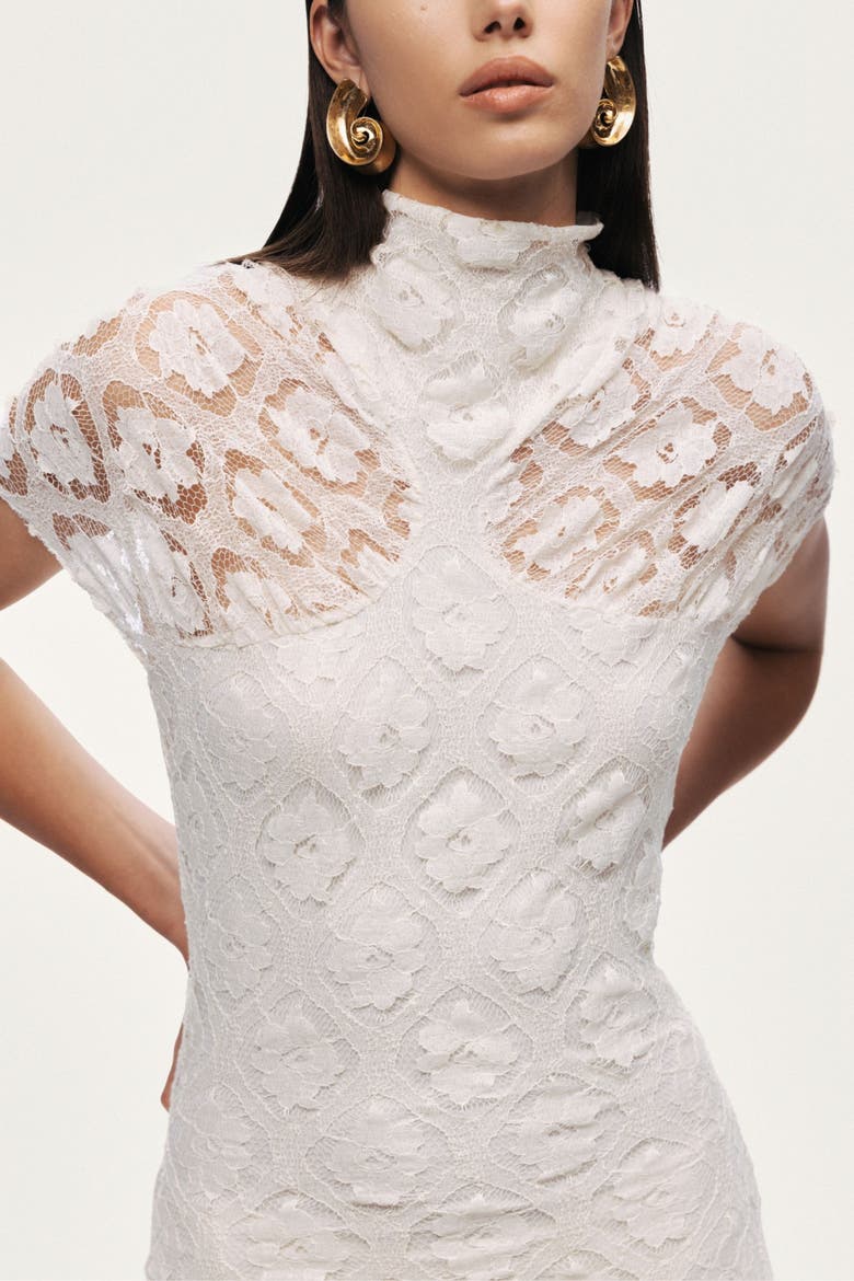 High-Neck Lace Maxi Dress, Alternate, color, Ivory