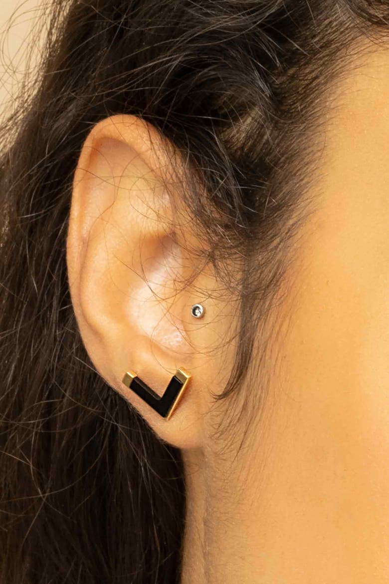 14K Yellow Gold Mondrian Studs, Alternate, color, Yellow Gold