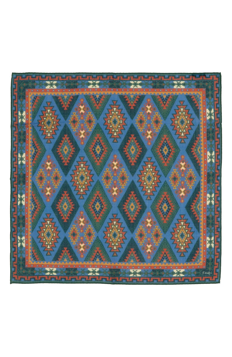 Drake's Kilim Print Wool & Silk Bandana, Alternate, color, 