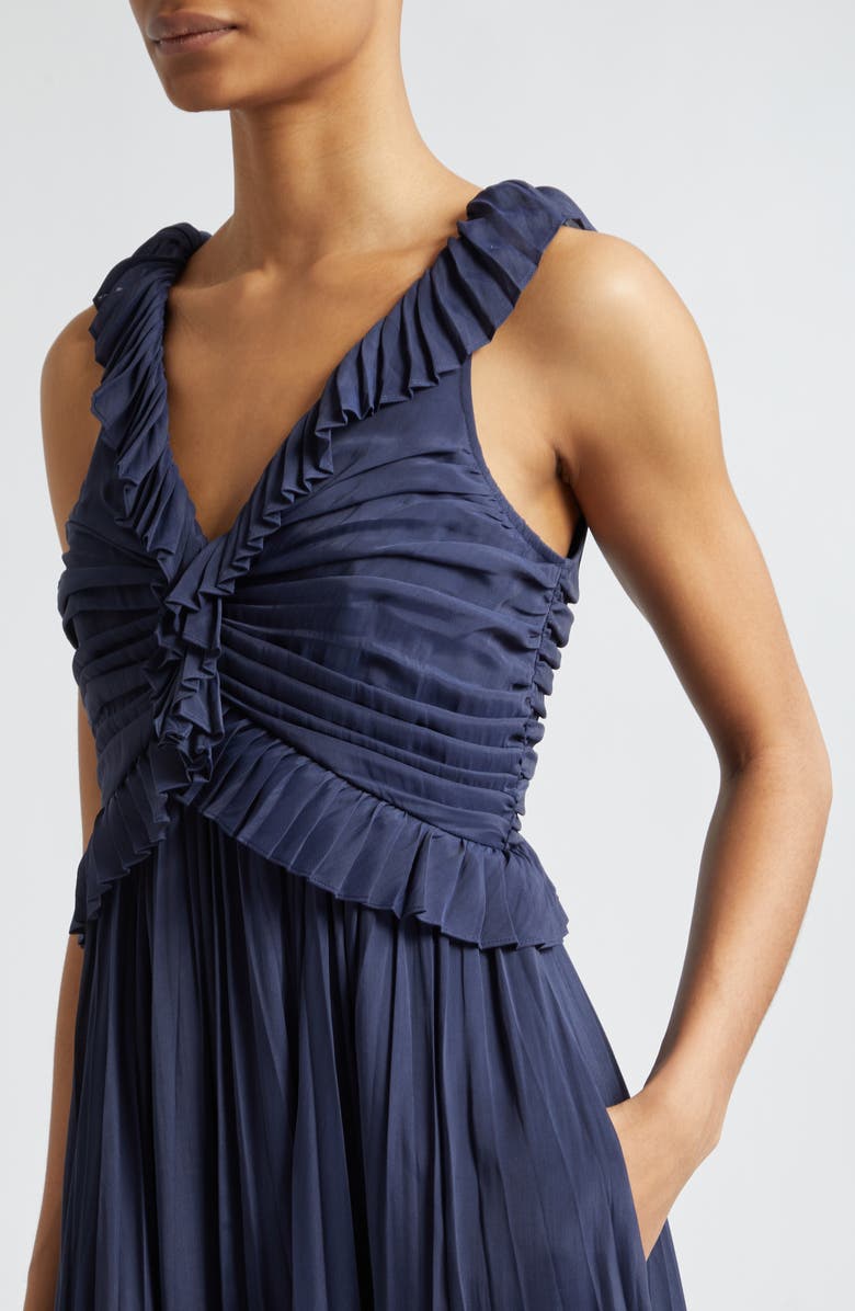 Cinq à Sept Callowary Ruffle Detail Midi Dress, Alternate, color,