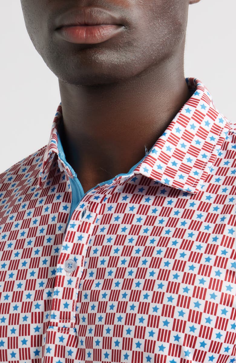 Swannies Waylon Stars & Stripes Print Performance Golf Polo, Alternate, color, 