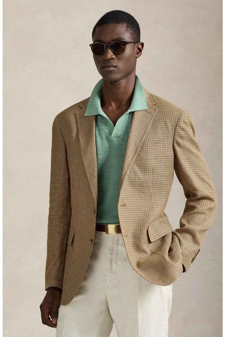 Textured Seed Stitch Cotton & Linen Polo, Alternate, color, FADED MINT/ DECKWASH WHITE