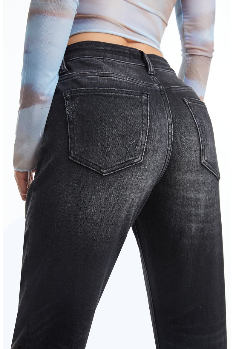 Paint Splatter Ripped High Waist Mom Jeans, Alternate, color, IRON BLACK