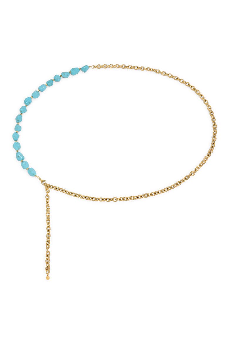 Turqouise Beaded Chain Belt, Main, color, WATERPROOF/ GOLD