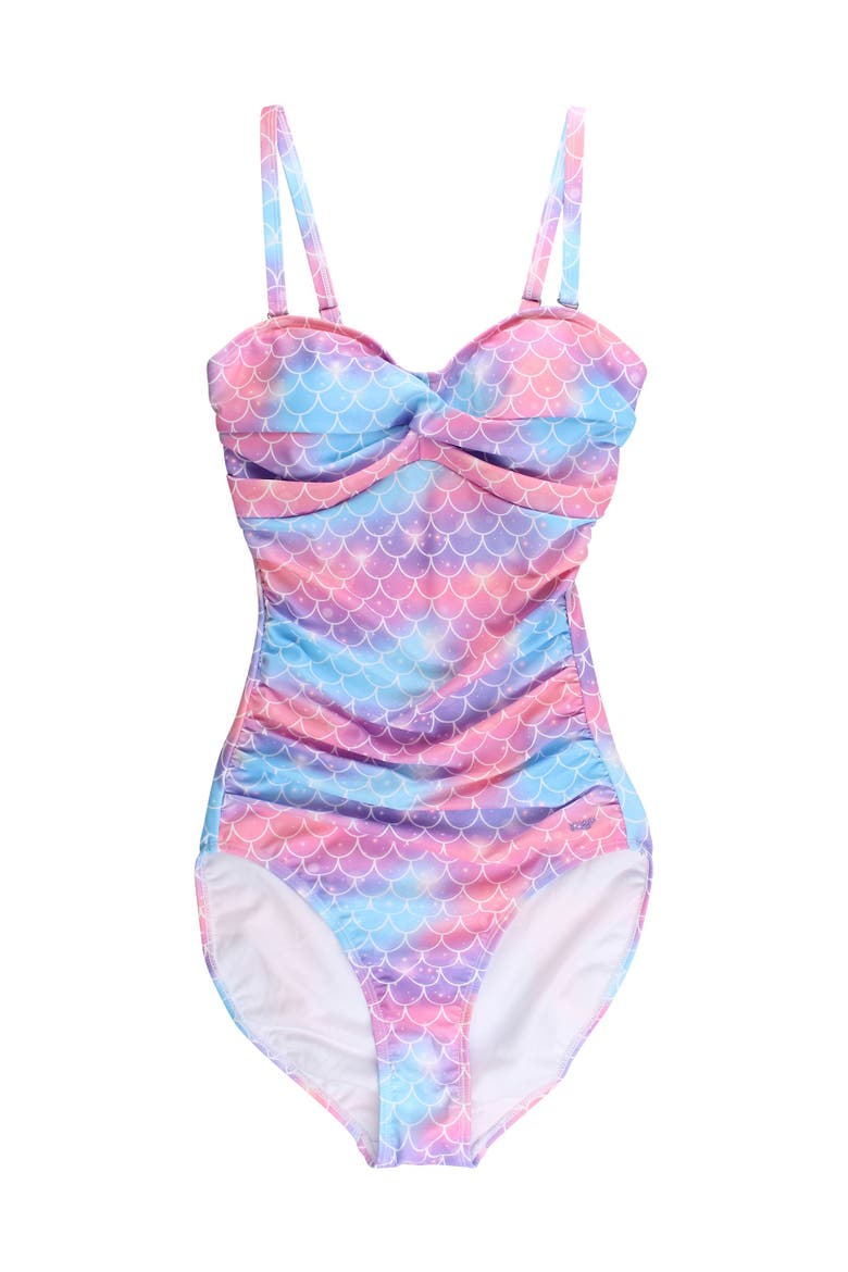 UPF50+ Sun Protected Women's Convertible Bandeau One Piece Swimsuit, Main, color, Shimmer Mermaid Tale