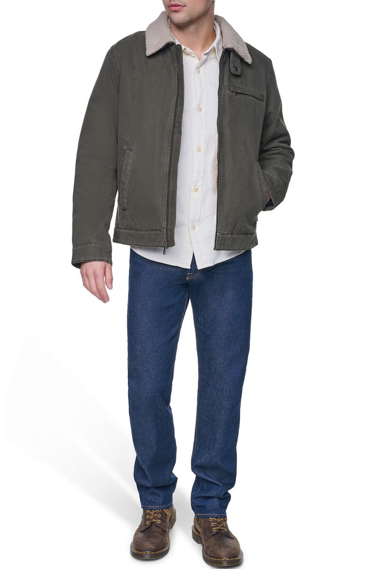 Western Utility Jacket with Faux Shearling Collar, Alternate, color, OLIVE