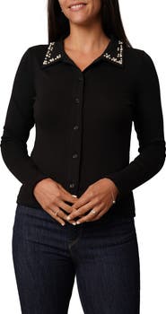 CYRUS Faux Pearl Collar Button-Up Shirt