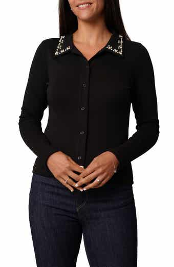 CYRUS Faux Pearl Collar Button-Up Shirt