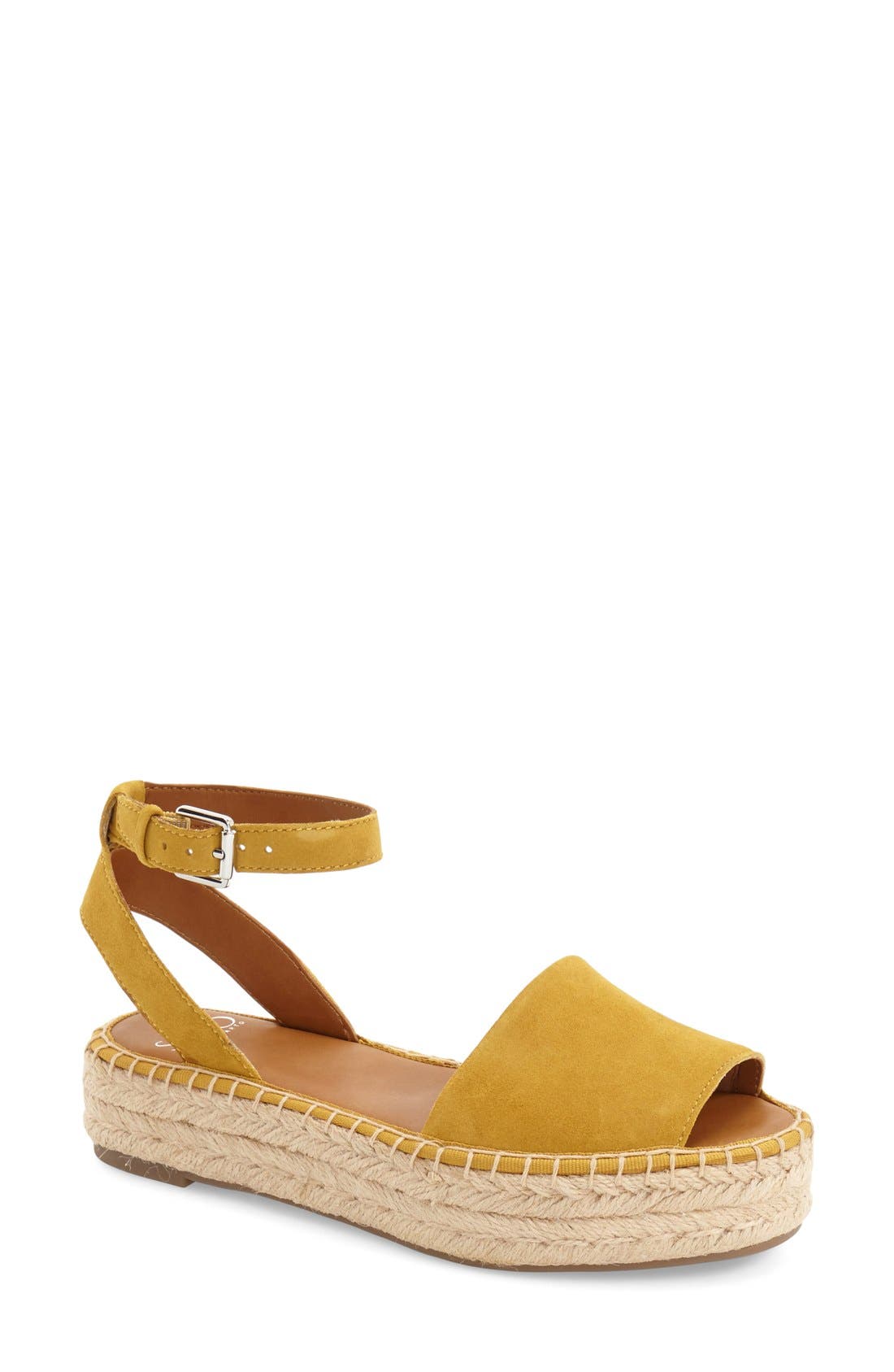'Ravenna' Espadrille Platform Sandal, Main, color, GOLDEN YELLOW SUEDE