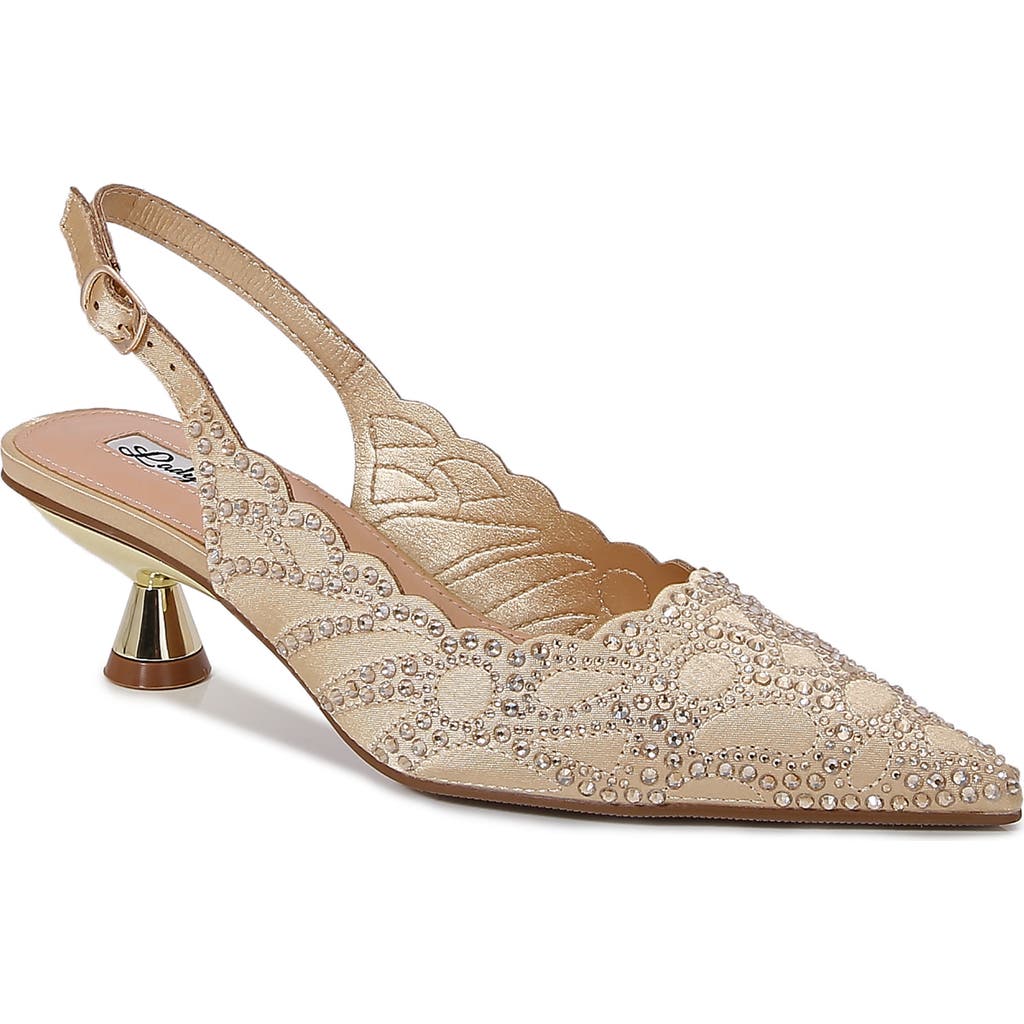 Lady Couture Scallop Top Line Slingback Pump In Gold