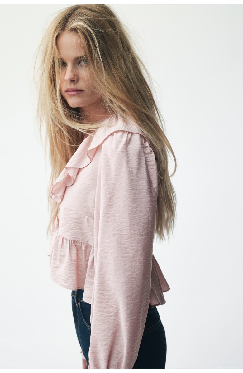 H&M Flounced Blouse, Alternate, color, Powder Pink