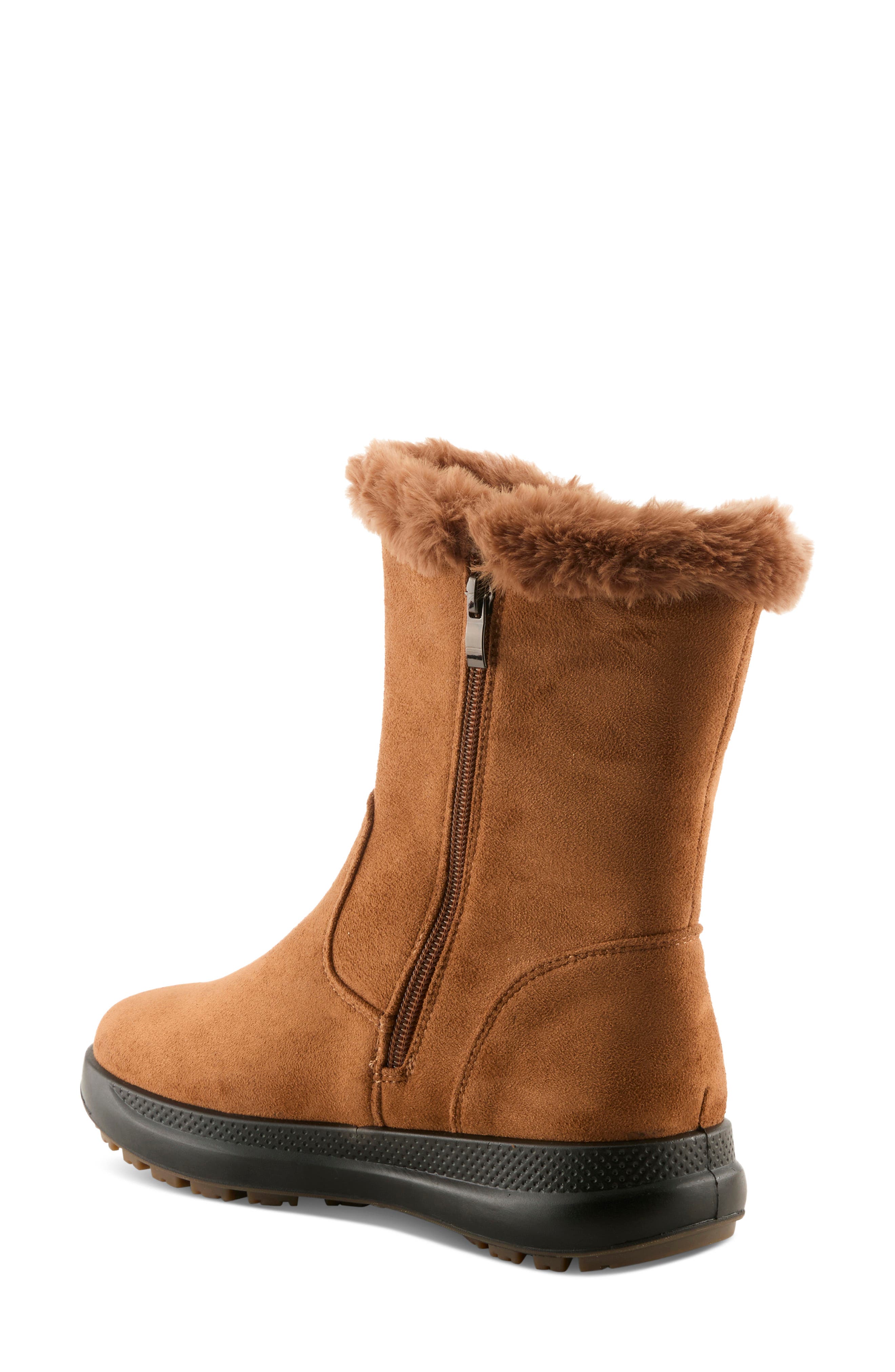 Galoshe Water Resistant Faux Fur Bootie, Alternate, color, CAMEL