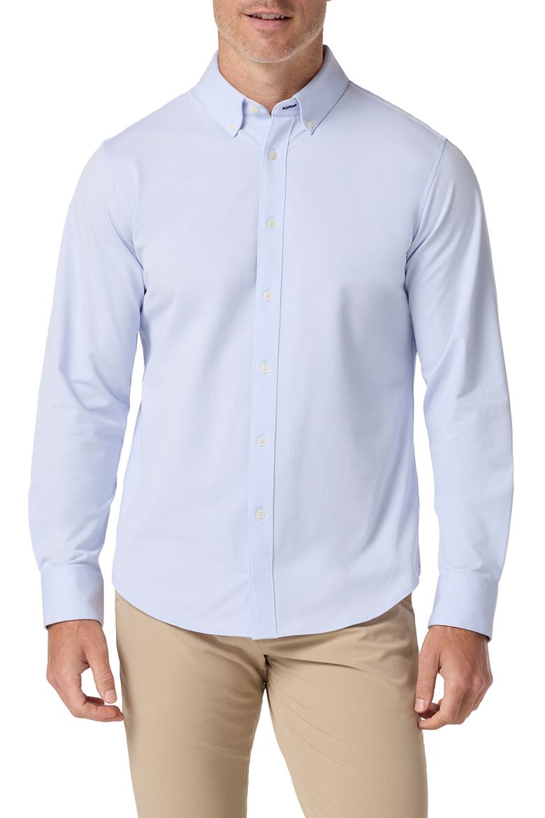 Ellis Trim Fit Solid Button-Down Shirt, Main, color, SKY SOLID