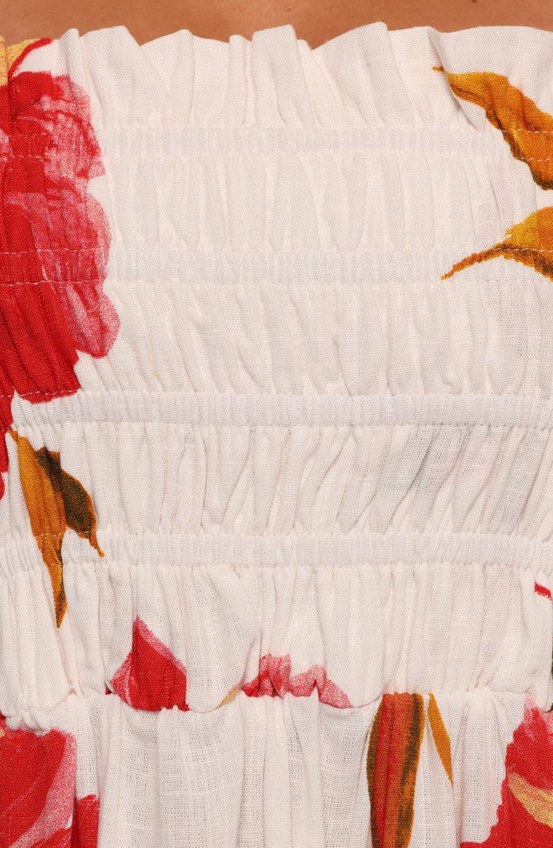 Petal & Pup Bridger Floral Print Smocked Tiered Maxi Dress, Alternate, color, Scarlet Rose