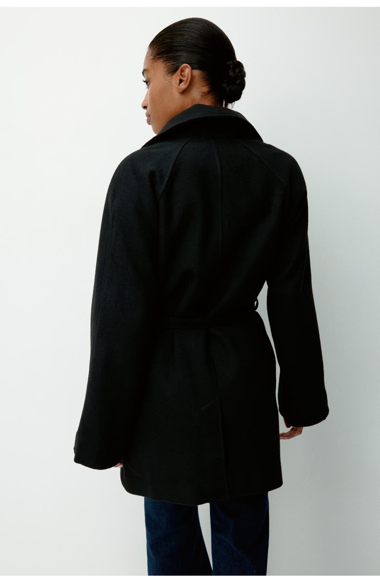 H&M Tie-belt Coat, Alternate, color, Black