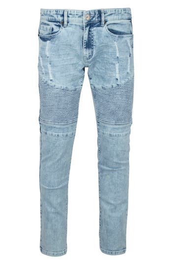 X-ray Xray Stretch Mid Rise Skinny Moto Jeans In Blue