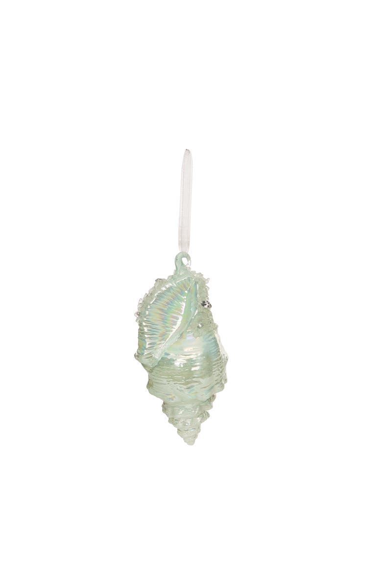 Glass Aqua Shell Ornament, Main, color, Green