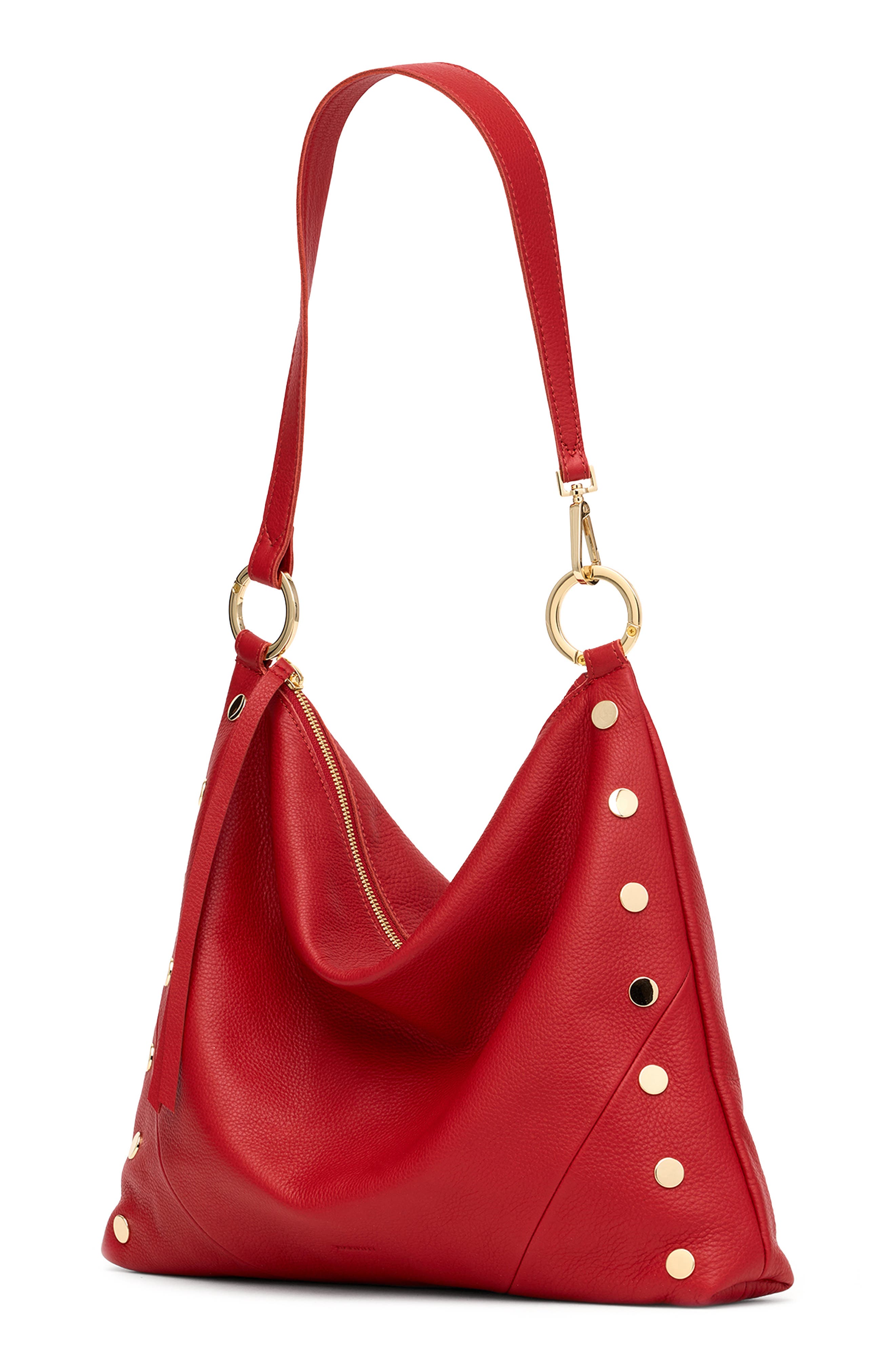 HAMMITT Large Kyle Leather Shoulder Bag, Alternate, color, Chili Red/ Gold