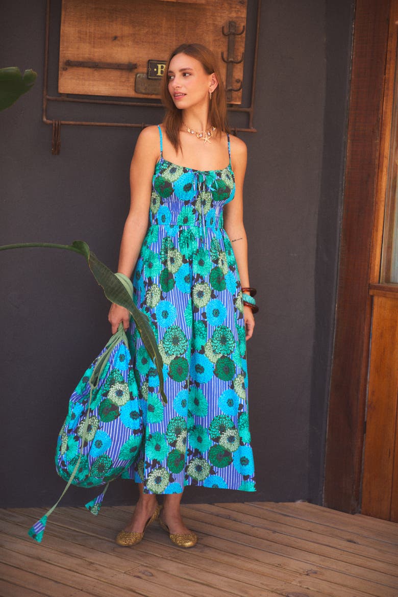 Crispy Cotton Sloane Midi Dress, Alternate, color, Blue Cala