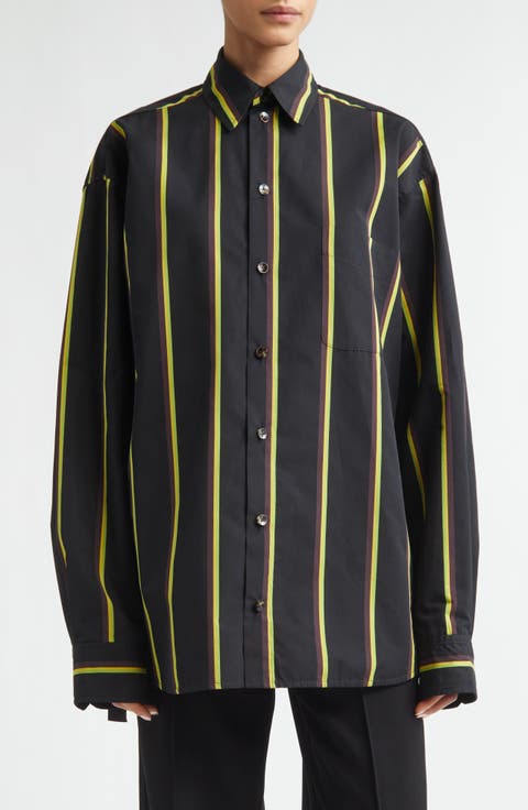 Alia Stripe Cotton & Silk Button-Up Shirt