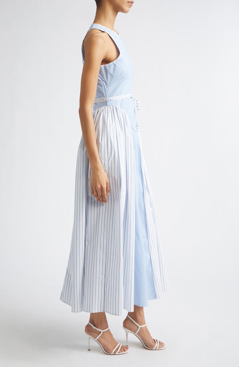 Cinq à Sept Emin Mixed Stripe Sleeveless Cotton Blend Maxi Dress, Alternate, color, Cornflower/ White