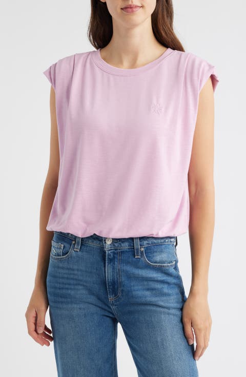 Pleated Cap Sleeve T-Shirt