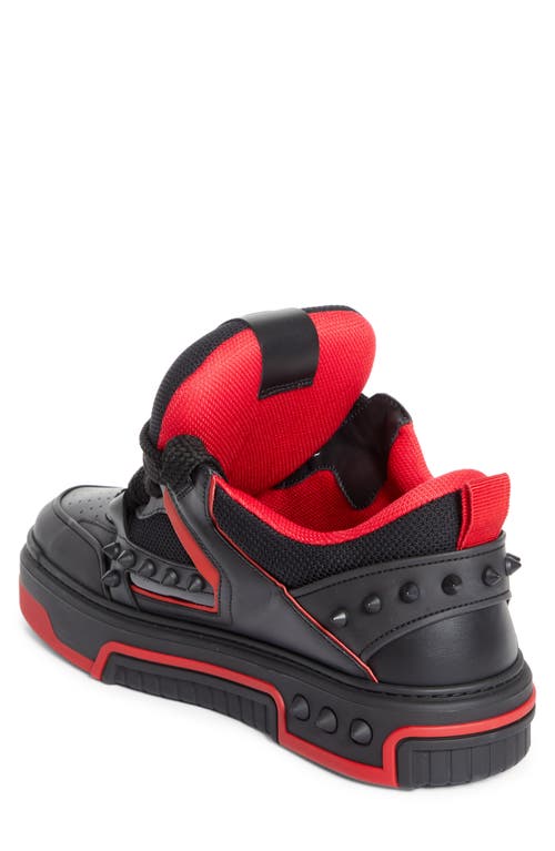 Christian Louboutin Astroskate Spiked Leather-trimmed Sneakers In Black