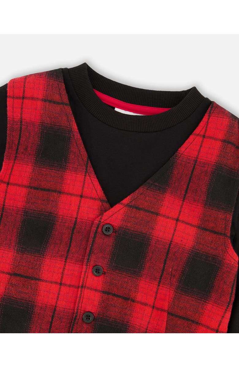 Deux par Deux T-Shirt with Plaid Vest, Alternate, color, Red And Black Plaid